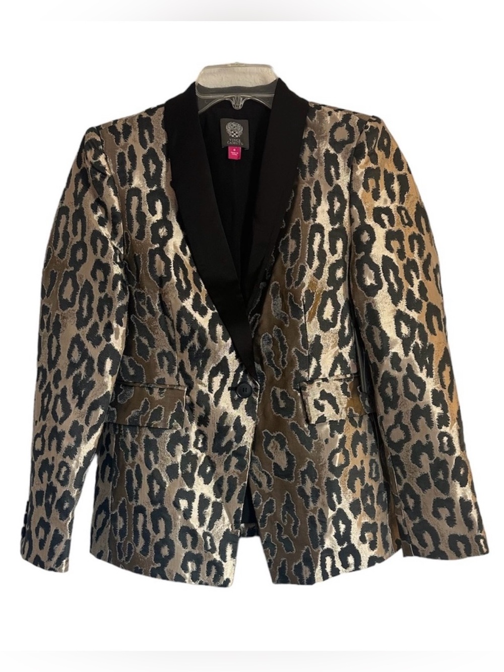 Vince Camuto Opulent Mood Blazer Jacket Jacquard Leopard Print Size 0 New w Tag